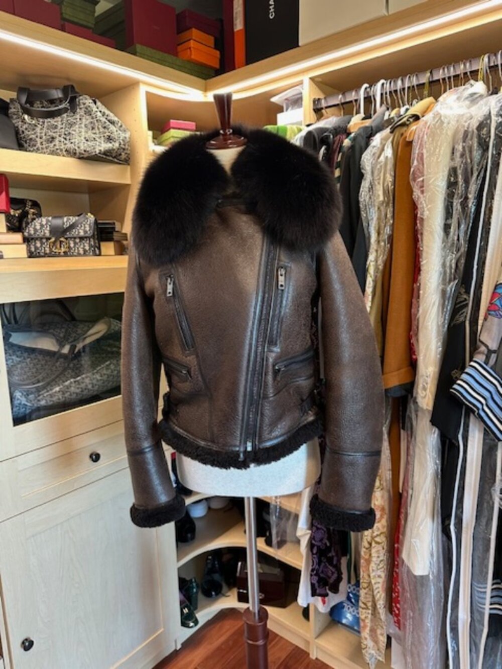 Burberry Brit Brown Leather, Shearling and Fur Size 6 Jacket - Picture 1 of 15
